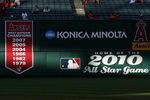ANAHEIM, CA - AUGUST 12:  A banner for the Los Angeles Angels of Anaheim AL West championships and 2010 All Star Game preview are seen on the wall before the game against the Seattle Mariners at Angel Stadium on August 12, 2008 in Anaheim, California.   The Angels defeated the Mariners 7-3.  (Photo by Christian Petersen/Getty Images)