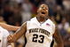 WINSTON-SALEM, NC - FEBRUARY 26: James Johnson #23 of the Wake Forest Demon Deacons reacts to a dunk against the North Carolina State Wolfpack during the Demon Deacons 85-78 victory at Lawrence Joel Coliseum on February 26, 2009 in Winston-Salem, North Carolina.  (Photo by Streeter Lecka/Getty Images)