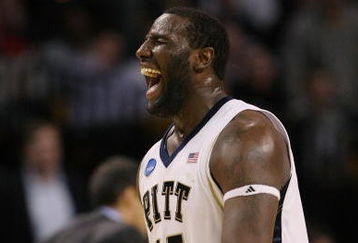 BOSTON - MARCH 28:  DeJuan Blair #45 of the Pittsburgh Panthers shouts during their game against the Villanova Wildcats during the NCAA Men's Basketball Tournament East Regionals at TD Banknorth Garden on March 28, 2009 in Boston, Massachusetts.  (Photo by Elsa/Getty Images)