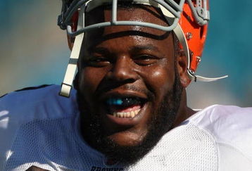 JACKSONVILLE, FL - OCTOBER 26: Shaun Rogers #92 of the Cleveland Browns smiles prior to a game with the Jacksonville Jaguars in a game at Jacksonville Municipal Stadium on October 26, 2008 in Jacksonville, Florida.  (Photo by Sam Greenwood/Getty Images)