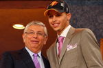 NEW YORK - JUNE 25:  NBA Commissioner David Stern poses for a photograph with the seventh overall draft pick by the Golden State Warriors,  Stephen Curry during the 2009 NBA Draft at the Wamu Theatre at Madison Square Garden June 25, 2009 in New York City. NOTE TO USER: User expressly acknowledges and agrees that, by downloading and/or using this Photograph, User is consenting to the terms and conditions of the Getty Images License Agreement.  (Photo by Jim McIsaac/Getty Images)