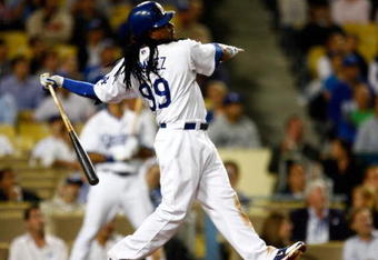 LOS ANGELES, CA - MAY 05:  Manny Ramirez #99 of the Los Angeles Dodgers bats against the Arizona Diamondbacks at Dodger Stadium on May 5, 2009 in Los Angeles, California.  (Photo by Jeff Gross/Getty Images)