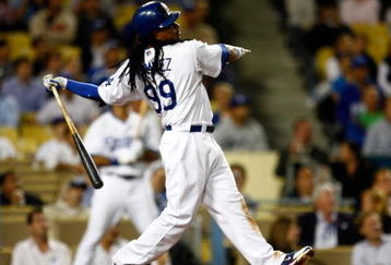 LOS ANGELES, CA - MAY 05:  Manny Ramirez #99 of the Los Angeles Dodgers bats against the Arizona Diamondbacks at Dodger Stadium on May 5, 2009 in Los Angeles, California.  (Photo by Jeff Gross/Getty Images)