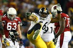 TAMPA, FL - FEBRUARY 01:  LaMarr Woodley #56 of the Pittsburgh Steelers reacts after he sacked quarterback Kurt Warner #13 of the Arizona Cardinals during Super Bowl XLIII on February 1, 2009 at Raymond James Stadium in Tampa, Florida.  (Photo by Chris McGrath/Getty Images)