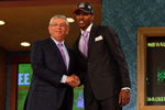 NEW YORK - JUNE 25:  NBA Commissioner David Stern poses for a photograph with the tenth overall draft pick by the Milwaukee Bucks,  Brandon Jennings during the 2009 NBA Draft at the Wamu Theatre at Madison Square Garden June 25, 2009 in New York City. NOTE TO USER: User expressly acknowledges and agrees that, by downloading and/or using this Photograph, User is consenting to the terms and conditions of the Getty Images License Agreement.  (Photo by Jim McIsaac/Getty Images)