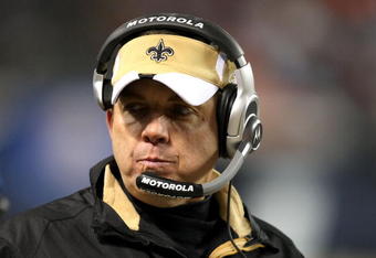 CHICAGO - DECEMBER 11:  Head coach Sean Payton of the New Orleans Saints looks on against the Chicago Bears at Soldier Field on December 11, 2008 in Chicago, Illinois.  (Photo by Jonathan Daniel/Getty Images)