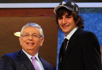 NEW YORK - JUNE 25:  NBA Commissioner David Stern poses for a photograph with the fifth overall draft pick by the Minnesota Timberwolves,  Ricky Rubio during the 2009 NBA Draft at the Wamu Theatre at Madison Square Garden June 25, 2009 in New York City. NOTE TO USER: User expressly acknowledges and agrees that, by downloading and/or using this Photograph, User is consenting to the terms and conditions of the Getty Images License Agreement.  (Photo by Jim McIsaac/Getty Images)