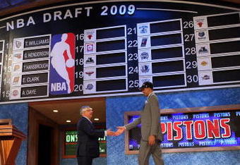 NEW YORK - JUNE 25:  NBA Commissioner David Stern poses for a photograph with the fifteenth overall draft pick by the Detroit Pistons,  Austin Daye during the 2009 NBA Draft at the Wamu Theatre at Madison Square Garden June 25, 2009 in New York City. NOTE TO USER: User expressly acknowledges and agrees that, by downloading and/or using this Photograph, User is consenting to the terms and conditions of the Getty Images License Agreement.  (Photo by Jim McIsaac/Getty Images)