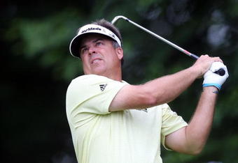 CROMWELL, CT - JUNE 26: Kenny Perry drives during round two of the 2009 Travelers Championship at TPC River Highlands on June 26, 2009 in Cromwell, Connecticut. (Photo by Jim Rogash/Getty Images)