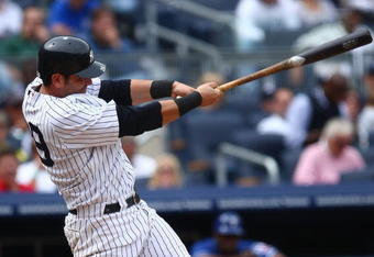 NEW YORK - JUNE 04:  Francisco Cervelli #29 of the New York Yankees at bat against the Texas Rangers during their game on June 4, 2009 at Yankee Stadium in the Bronx borough of New York City.  (Photo by Chris McGrath/Getty Images)
