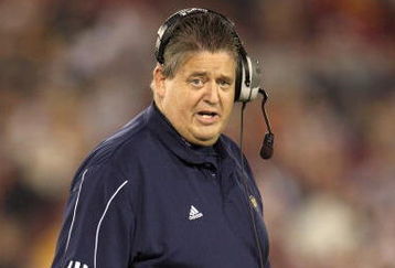 LOS ANGELES - NOVEMBER 29:  Head coach Charlie Weis of the Notre Dame Fighting Irish walks on the sidelines during the game against the USC Trojans at the Memorial Coliseum on November 29, 2008 in Los Angeles, California. (Photo by: Jeff Gross/Getty Images)