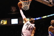 EAST RUTHERFORD, NJ - MARCH 21:  Vince Carter #15 of the New Jersey Nets dunks against the Denver Nuggets during their game on March 21, 2008 at the Izod Arena in East Rutherford, New Jersey.  Photo By Al Bello/Getty Images.  NOTE TO USER: User expressly acknowledges and agrees that, by downloading and/or using this Photograph, user is consenting to the terms and conditions of the Getty Images License Agreement.  (Photo by Al Bello/Getty Images)