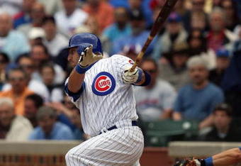 CHICAGO - MAY 29:  Jake Fox #5 of the Chicago Cubs bats against the Los Angeles Dodgers during the game on May 29, 2009 at Wrigley Field in Chicago, Illinois. (Photo by Jonathan Daniel/Getty Images) 