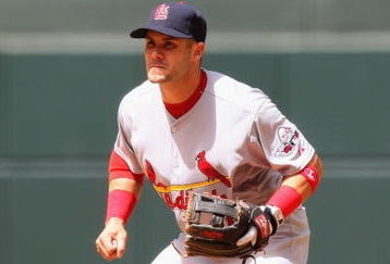PHOENIX - APRIL 15:  Infielder Skip Schumaker #55 of the St. Louis Cardinals in action during the game against the Arizona Diamondbacks at Chase Field on April 15, 2009 in Phoenix, Arizona. The Cardinals defeated the Diamondbacks 12-7.  (Photo by Christian Petersen/Getty Images)