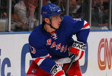 NEW YORK - APRIL 22:  Nikolai Zherdev #13 of the New York Rangers skates against the Washington Capitals during Game Four of the Eastern Conference Quarterfinal Round of the 2009 NHL Stanley Cup Playoffs on April 22, 2008 at Madison Square Garden in New York City.  (Photo by Jim McIsaac/Getty Images)