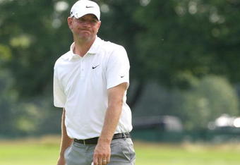 CROMWELL, CT - JUNE 25:  Lucas Glover reacts during round one of the 2009 Travelers Championship at TPC River Highlands on June 25, 2009 in Cromwell, Connecticut. (Photo by Jim Rogash/Getty Images)