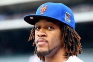 NEW YORK - JUNE 26:  New York Knicks 2009 first round draft pick Jordan Hill looks on as as the New York Mets take batting practice before playing the New York Yankees on June 26, 2009 at Citi Field in the Flushing neighborhood of the Queens borough of New York City.  (Photo by Jim McIsaac/Getty Images)