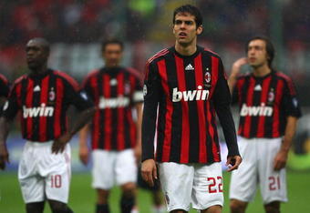 MILAN, ITALY - APRIL 26:  Kaka of Milan during the Serie A match between AC Milan and US Citta di Palermo at the San Siro Stadium on April 26, 2009 in Milan, Italy.  (Photo by Michael Steele/Getty Images)