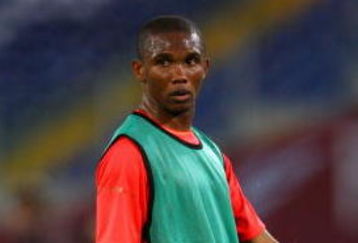 ROME - MAY 26: Samuel Eto'o of Barcelona attends the Barcelona training session prior to UEFA Champions League Final versus Manchester United at the Stadio Olimpico on May 26, 2009 in Rome, Italy.  (Photo by Laurence Griffiths/Getty Images)