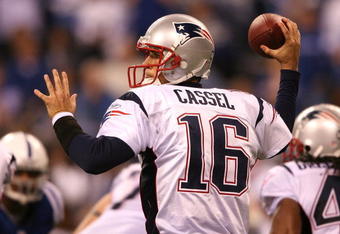 INDIANAPOLIS - NOVEMBER 02:  Matt Cassel #16 of the New England Patriots throws a pass against the Indianapolis Colts at Lucas Oil Stadium on November 2, 2008 in Indianapolis, Indiana.  (Photo by Andy Lyons/Getty Images)