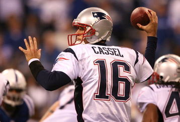 INDIANAPOLIS - NOVEMBER 02:  Matt Cassel #16 of the New England Patriots throws a pass against the Indianapolis Colts at Lucas Oil Stadium on November 2, 2008 in Indianapolis, Indiana.  (Photo by Andy Lyons/Getty Images)