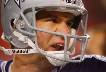 LANDOVER, MD - NOVEMBER 16:  Brooks Bollinger #5 of the Dallas Cowboys looks on during the game against the Washington Redskins on November 16, 2008 at FedEx Field in Landover, Maryland.  (Photo by Jaime L. Mikle/Getty Images)