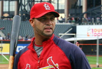 NEW YORK - JUNE 22:  Albert Pujols #5 of the St. Louis Cardinals looks on during batting practice before playing the New York Mets on June 22, 2009 at Citi Field in the Flushing neighborhood of the Queens borough of New York City.  (Photo by Jim McIsaac/Getty Images)