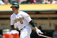 OAKLAND, CA - JUNE 11:  Matt Holliday #5 of the Oakland Athletics bats against the Minnesota Twins during a Major League Baseball game on June 11, 2009 at the Oakland Coliseum in Oakland, California.  (Photo by Jed Jacobsohn/Getty Images)