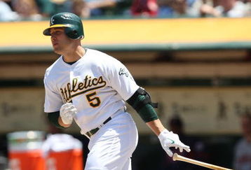 OAKLAND, CA - JUNE 11:  Matt Holliday #5 of the Oakland Athletics bats against the Minnesota Twins during a Major League Baseball game on June 11, 2009 at the Oakland Coliseum in Oakland, California.  (Photo by Jed Jacobsohn/Getty Images)