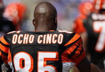 BALTIMORE - SEPTEMBER 7: Wide receiver Chad Johnson #85 of the Cincinnati Bengals stands on the field prior to game against the Baltimore Ravens at M&T Bank Stadium on September 7, 2008 in Baltimore, Maryland. The Ravens won 17-10. (Photo by Ned Dishman/Getty Images)