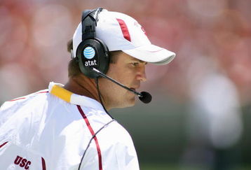 LOS ANGELES, CA - APRIL 25:  Assistant Head Coach  Jeremy Bates of the USC Trojans on the field during the spring game on April 25, 2009 at the Los Angeles Memorial Coliseum in Los Angeles, California.  The cardinal team won 16-10.  (Photo by Jeff Golden/Getty Images)