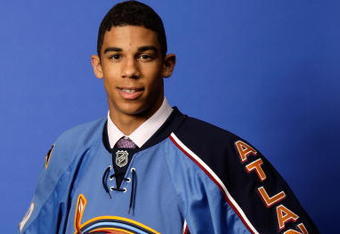 MONTREAL, QC - JUNE 26:  Evander Kane poses for a portrait after being picked #4 overall by the Atlanta Thrashers during the first round of the 2009 NHL Entry Draft at the Bell Centre on June 26, 2009 in Montreal, Quebec, Canada.  (Photo by Jamie Squire/Getty Images)