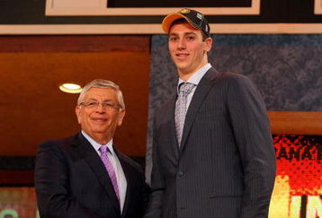 NEW YORK - JUNE 25:  NBA Commissioner David Stern poses for a photograph with the thirteenth overall draft pick by the Indiana Pacers,  Tyler Hansbrough during the 2009 NBA Draft at the Wamu Theatre at Madison Square Garden June 25, 2009 in New York City. NOTE TO USER: User expressly acknowledges and agrees that, by downloading and/or using this Photograph, User is consenting to the terms and conditions of the Getty Images License Agreement.  (Photo by Jim McIsaac/Getty Images)