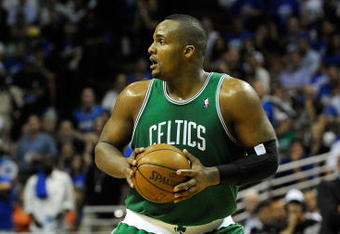ORLANDO, FL - MAY 14:  Glen Davis #11 of the Boston Celtics looks to pass against the Orlando Magic in Game Six of the Eastern Conference Semifinals during the 2009 NBA Playoffs at Amway Arena on May 14, 2009 in Orlando, Florida.  NOTE TO USER: User expressly acknowledges and agrees that, by downloading and/or using this Photograph, user is consenting to the terms and conditions of the Getty Images License Agreement.  (Photo by Sam Greenwood/Getty Images)