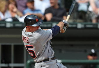 CHICAGO - JUNE 08: Brandon Inge #15 of the Detroit Tigers drives in the winning run in the 9th inning against the Chicago White Sox on June 8, 2009 at U.S. Cellular Field in Chicago, Illinois. The Tigers defeated the White Sox 5-4. (Photo by Jonathan Daniel/Getty Images)