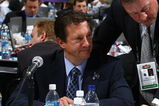 OTTAWA, ON - JUNE 21: Steve Tambellini and Mike Gillis of the Vancouver Canucks photographed during the 2008 NHL Entry Draft at Scotiabank Place on June 21, 2008 in Ottawa, Ontario, Canada. (Photo by Bruce Bennett/Getty Images)