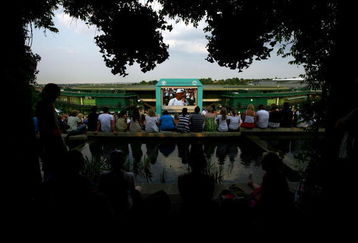 WIMBLEDON, ENGLAND - JUNE 29:  Spectators watch the Andy Murray of Great Britain v Stanislas Wawrinka of Switzerland men's singles fourth round match on the big screens from Murray Mount on Day Seven of the Wimbledon Lawn Tennis Championships at the All England Lawn Tennis and Croquet Club on June 29, 2009 in London, England. The match is played under the closed Centre Court roof.  (Photo by Paul Gilham/Getty Images)