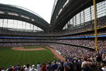 MILWAUKEE - JULY 31: A view from left field of Miller Park where the second largest crowd in the history of the ball park watches as the Milwaukee Brewers take on the Chicago Cubs on July 31, 2008 in Milwaukee, Wisconsin. (Photo by Jonathan Daniel/Getty Images)