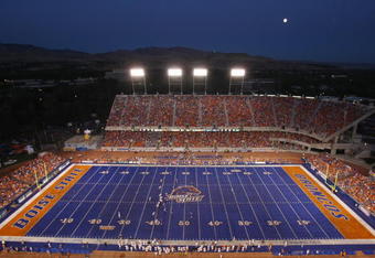 BOISE , ID - SEPTEMBER 13:  A general view of the stadium during the game between the Boise State Broncos and the Bowling Green Falcons at Bronco Stadium on September 13, 2008 in Boise, Idaho.  (Photo by Jonathan Ferrey/Getty Images)