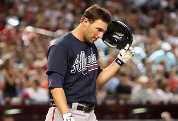 PHOENIX - MAY 30:  Jeff Francoeur #7 of the Atlanta Braves reacts after striking out against the Arizona Diamondbacks during the major league baseball game at Chase Field on May 30, 2009 in Phoenix, Arizona.The Diamondbacks defeated the Braves 3-2.  (Photo by Christian Petersen/Getty Images)