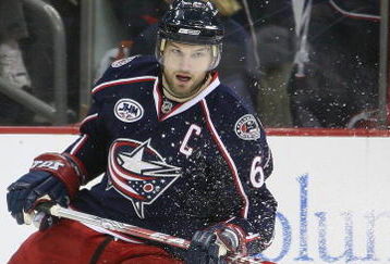 COLUMBUS, OHIO - APRIL 23:  Rick Nash #61 of the Columbus Blue Jackets skates against the Detroit Red Wings during Game Four of the Western Conference Quarterfinals of the 2009 Stanley Cup Playoffs on April 23, 2009 at the Nationwide Arena in Columbus, Ohio. The Red Wings defeated the Blue Jackets 6-5 on a late goal by Johan Franzen to eliminate the Blue Jackets 4 games to 0. (Photo by Claus Andersen/Getty Images