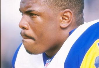 27 Oct 1996:  Running back Lawrence Phillips of the St. Louis Rams during the Rams 37-31 loss to the Baltimore Ravens at Memorial Stadium in Baltimore, Maryland. Mandatory Credit: Otto Greule  /Allsport
