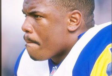27 Oct 1996:  Running back Lawrence Phillips of the St. Louis Rams during the Rams 37-31 loss to the Baltimore Ravens at Memorial Stadium in Baltimore, Maryland. Mandatory Credit: Otto Greule  /Allsport