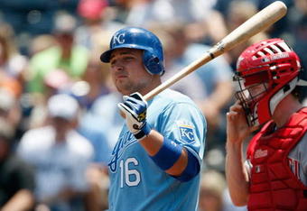 KANSAS CITY, MO - JUNE 14:  Billy Butler #16 of the Kansas City Royals stands at the plate against the Cincinnati Reds during the game on June 14, 2009 in Kansas City, Missouri. (Photo by Jamie Squire/Getty Images)