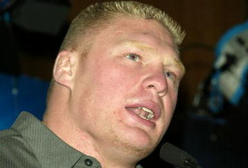 NEW YORK - MARCH 11:  Wrestler Brock Lesnar attends a press conference to promote Wrestlemania XX at Planet Hollywood March 11, 2004 in New York City.  (Photo by Peter Kramer/Getty Images)