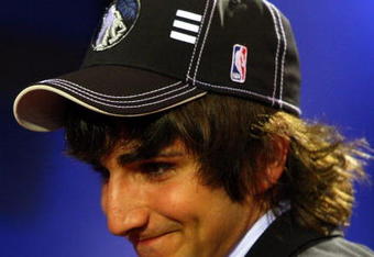 NEW YORK - JUNE 25:  Fifth overall draft pick by the Minnesota Timberwolves,  Ricky Rubio makes his way to the stage during the 2009 NBA Draft at the Wamu Theatre at Madison Square Garden June 25, 2009 in New York City. NOTE TO USER: User expressly acknowledges and agrees that, by downloading and/or using this Photograph, User is consenting to the terms and conditions of the Getty Images License Agreement.  (Photo by Jim McIsaac/Getty Images)
