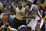CLEVELAND - APRIL 21:  Gilbert Arenas #0 of the Washington Wizards tries to get around LeBron James #23 of the Cleveland Cavaliers in Game Two of the Eastern Conference Quarterfinals during the 2008 NBA Playoffs at Quicken Loans Arena April 21, 2008 in Cleveland, Ohio.  NOTE TO USER: User expressly acknowledges and agrees that, by downloading and or using this photograph, User is consenting to the terms and conditions of the Getty Images License Agreement.  (Photo by Gregory Shamus/Getty Images)