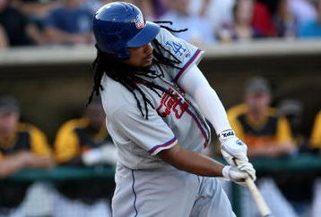 LAKE ELSINORE, CA - JUNE 27:  Manny Ramirez #99 of the Inland Empire 66ers hits a  lead off home run in the first inning against the Lake Elsinore Storm on June 27, 2009 at the Lake Elsinore Diamond in Lake Elsinore, California. Ramirez is preparing for hsi return to the Los Angeles Dodgers after a 50 game suspension.  (Photo by Stephen Dunn/Getty Images)
