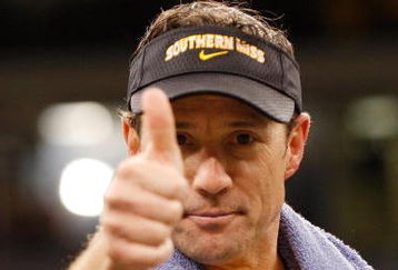 NEW ORLEANS - DECEMBER 21:  Head coach Larry Fedora of the Southern Mississippi Golden Eagles celebrates after defeating the Troy Trojans in the R+L Carriers New Orleans Bowl on December 21, 2008 at the Superdome in New Orleans, Louisiana. The Eagles defeated the Trojans 30-27.  (Photo by Chris Graythen/Getty Images)