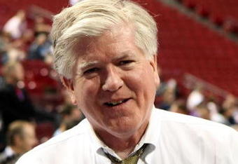 MONTREAL, QC - JUNE 26:  President & General Manager Brian Burke of the Toronto Maple Leafs looks on prior to the first round of the 2009 NHL Entry Draft at the Bell Centre on June 26, 2009 in Montreal, Quebec, Canada.  (Photo by Bruce Bennett/Getty Images)